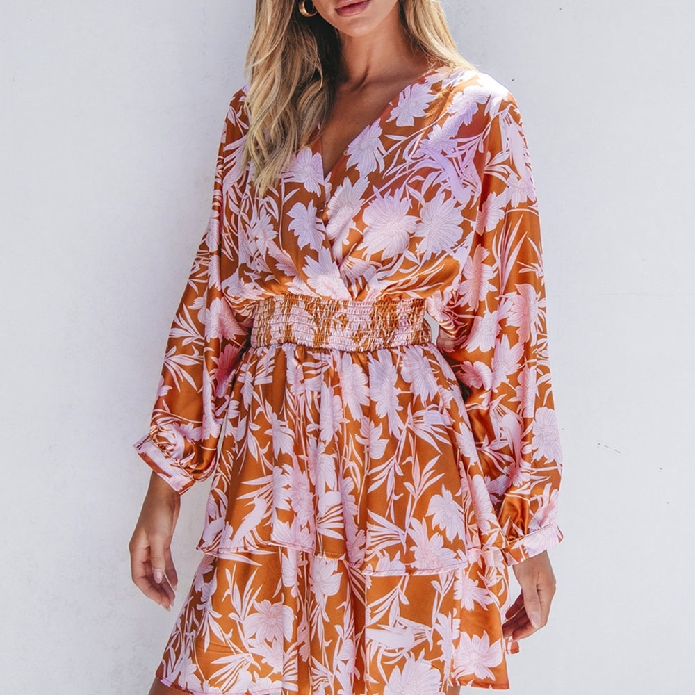 Floral Orange and Pink Women's Dress